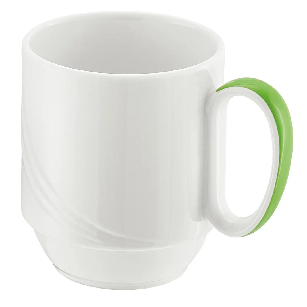 Schonwald 9185629-62941 - 9.5 Oz Porcelain Mug, 3-3/8" H x 3-1/8" T, Light Green Band - 6/Case