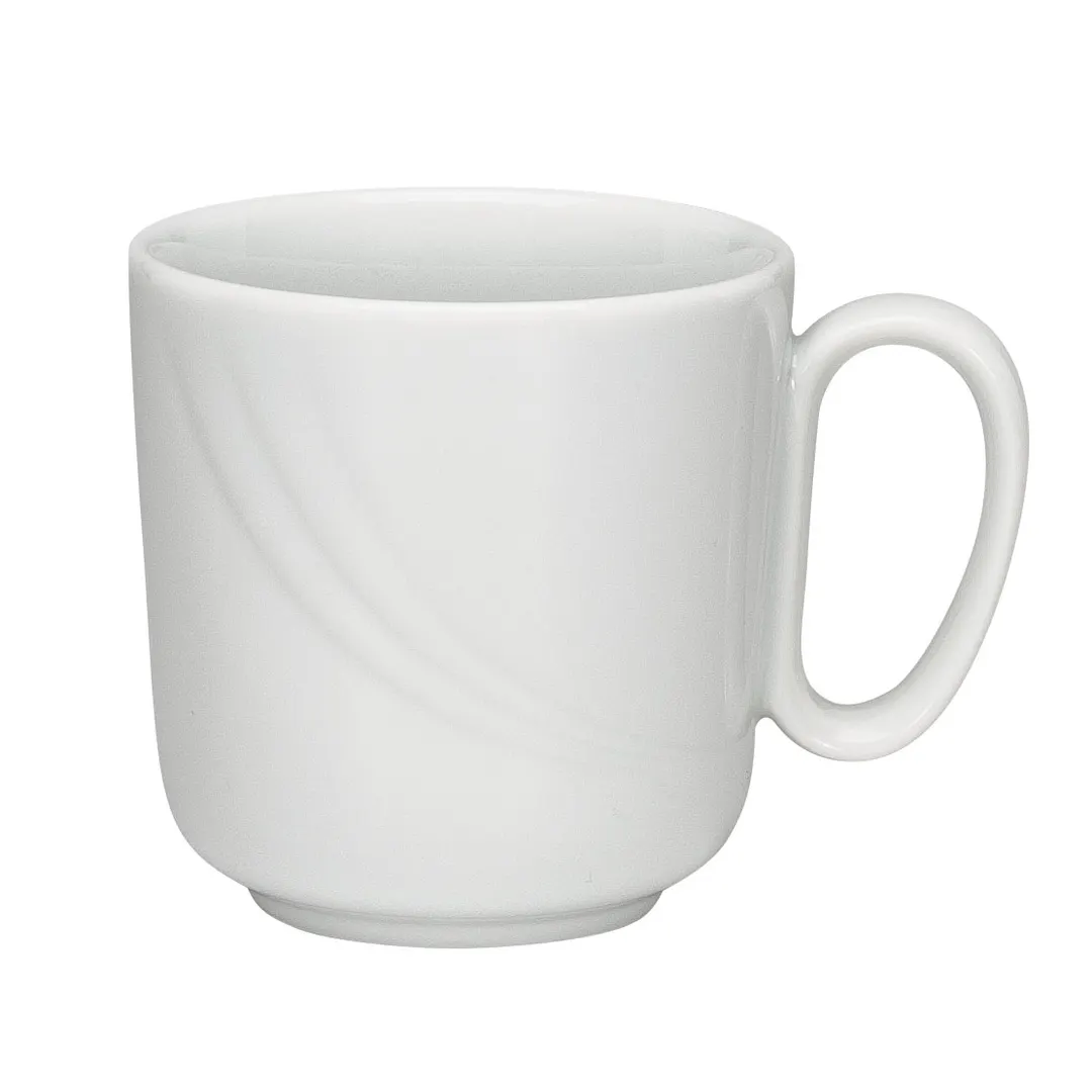 Schonwald 9185629 China Mug, 9.5 oz Stackable Porcelain, Continental White™ Donna Pattern - 6/Case