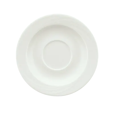 Schonwald 9186918 Round Porcelain Saucer, 6¼" Dia., 2⅛" Well, White™ Donna Pattern - 12/Case