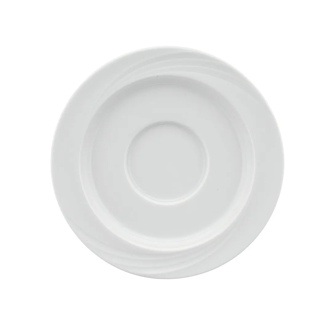 Schonwald 9187130 - Round Porcelain Saucer 6.5" Dia., 2.38" Well, Continental White™ Donna Pattern - 12/Case
