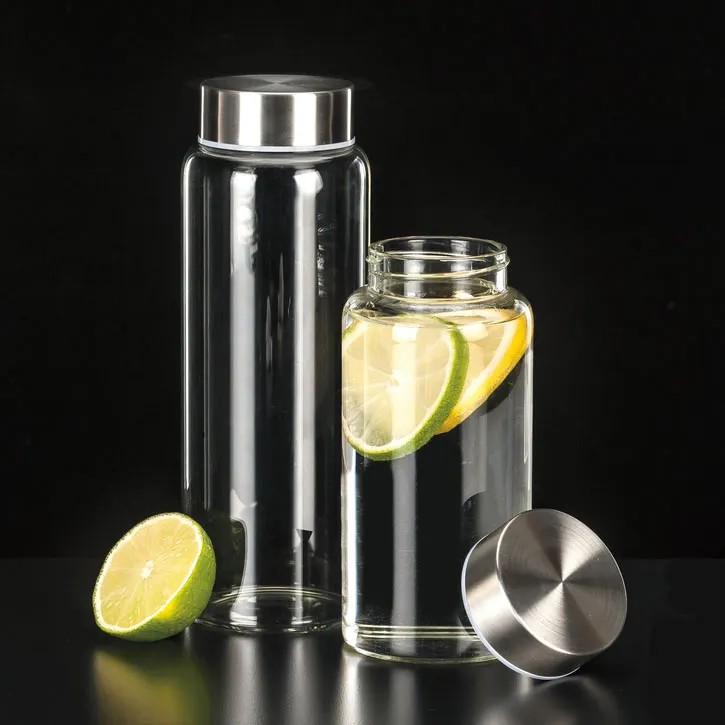Libbey 92170 - 33 oz Borosilicate Glass Milk Bottle, Twist Top, Steel Exterior - 12/Case