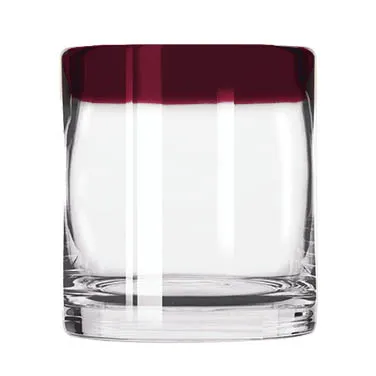 Libbey 92302R Aruba Rocks Glass, 12 oz, Red Rim, Dishwasher & Microwave Safe, 3‑5/8" H, - 12/Case