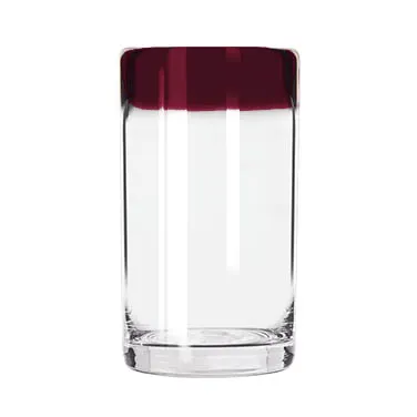 Libbey 92303R Cooler Glass – 16 oz Red Rim Hand‑Blown Aruba, Height 5‑5/8" Width 3‑1/4", 12/Case