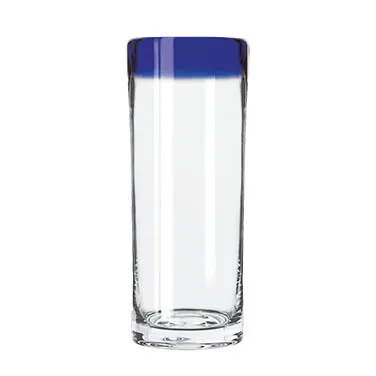 Libbey 92304 - Zombie Cocktail Glass, 16 oz, 7¼" H x 2¾" T, Cobalt Rim Hand‑Blown Glass - 12/Case