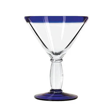 Libbey 92305 Cocktail Glass – 10 oz Stem, Blue Rim & Foot, Dishwasher & Microwave Safe - 12/Case