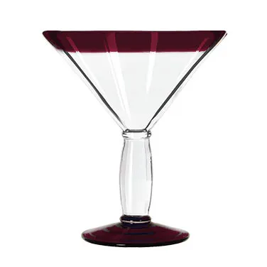Libbey 92306R Cocktail Glass – 15 oz Red Rim Stem, Glass, 7" H x 6" T, Dishwasher Safe - 12/Case
