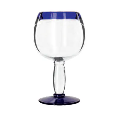 Libbey 92314 Cocktail Glass – 21 oz Round Stemware, Glass with Blue Rim, Dishwasher Safe, - 12/Case