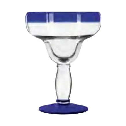 Libbey 92315 Margarita Glass – 16 oz Stem with Cobalt Blue Rim, Dishwasher & Microwave Safe – 12/Case