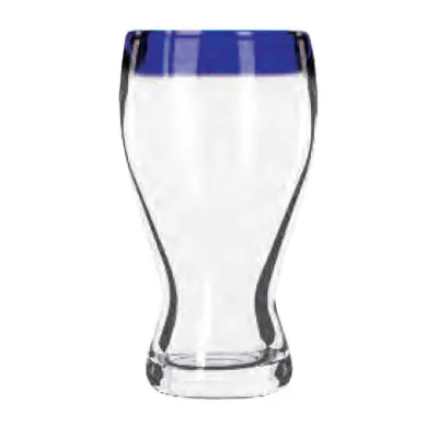 Libbey 92316 - 16 oz Stemless Beer Glass, Cobalt Rim, Dishwasher & Microwave Safe - 12/Case
