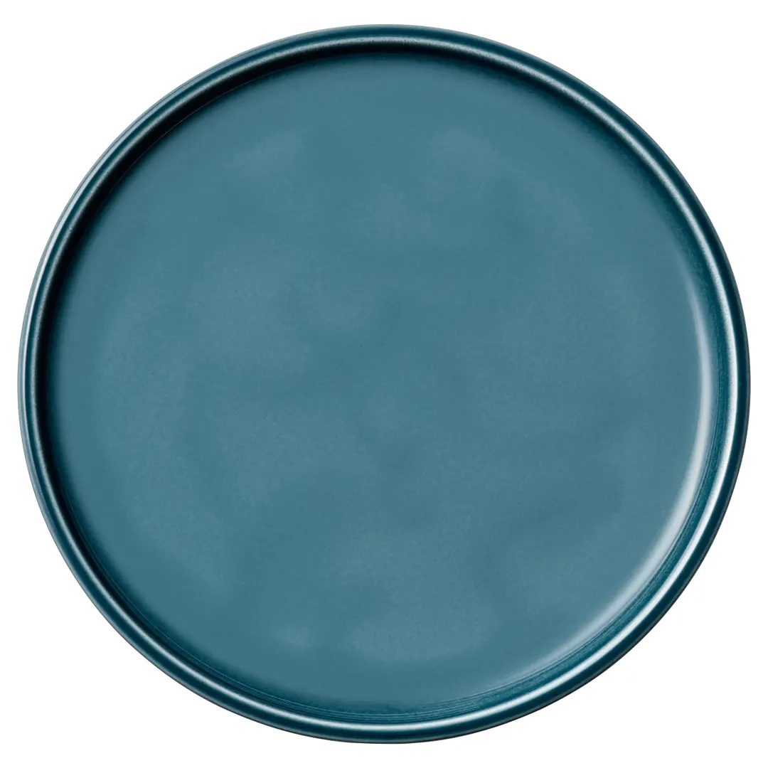 Playground 9251221E China Plate – 8¼" Round Flat Coupe Porcelain, Petrol Blue - 12/Case
