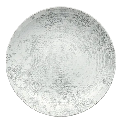 Schonwald 9331228-63071 China Plate, 11" Round Coupe Rim Porcelain Grey with Ornaments - 6/Case
