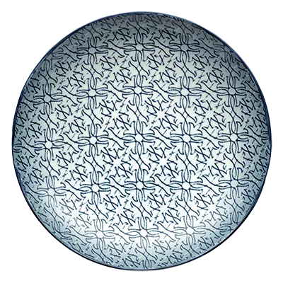 Schonwald 9331228-63075 China Plate, 11" Round Coupe Rim Porcelain Dark Blue Ornaments - 6/Case