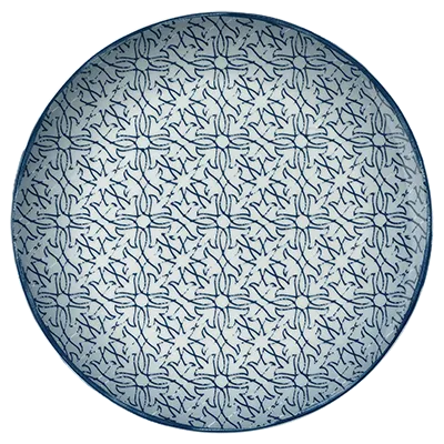 Schonwald 9331232-63075 Plate, 12.625" Round Coupe Rim Porcelain, Dark Blue Ornaments - 6/Case
