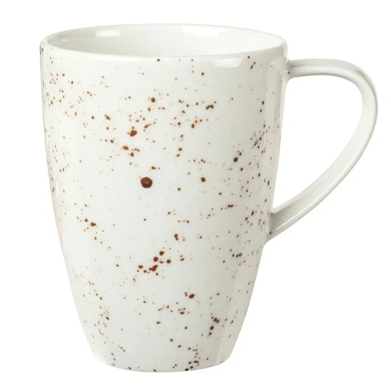 Schonwald 9385630-70255 China Mug, 10‑Ounce Porcelain, White Unique Pattern, Non‑Stackable – 6/Case