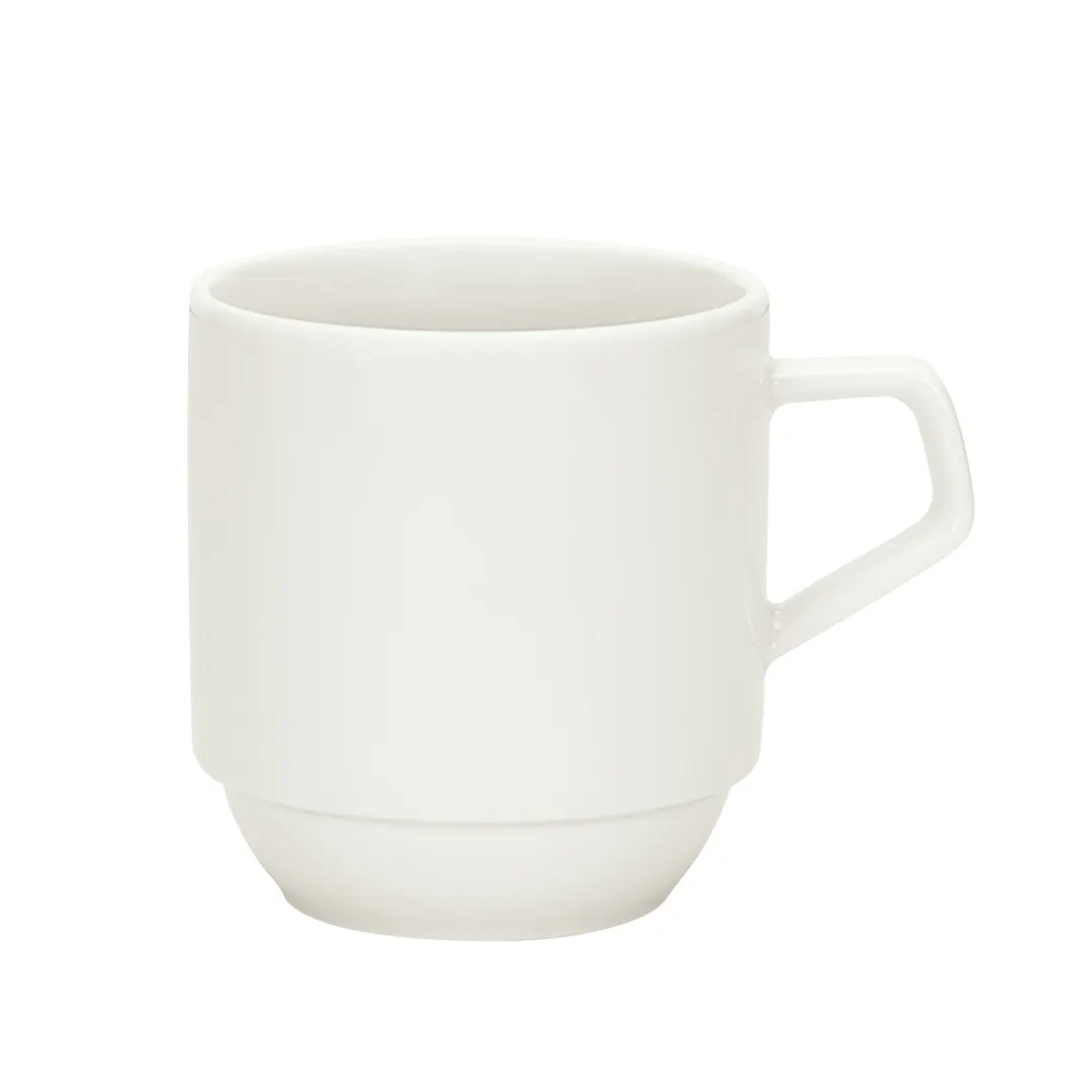 Schonwald 9405528 - 9.5oz Stackable Porcelain China Mug, Continental White, Fully Vitrified - 6/Case