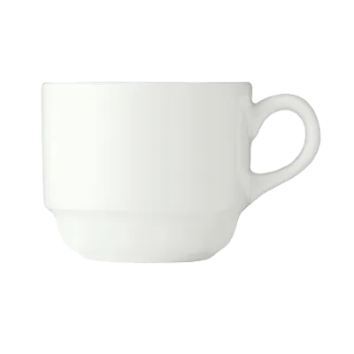 Libbey 950002507 - 9 oz White Rideau™ Tea Cup, 4"5" Dia. x 2"3/4" H, Porcelain, Slenda®, Stackable - 36/Case