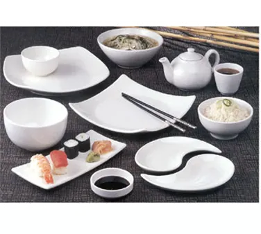 Libbey 950086793 Square China Plate 10.625" Coupe Rim Rolled Edge Flint Pattern Glazed - 12/Case