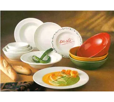 Libbey 950093644 - 20‑Oz Round Pasta Bowl, 12" Diameter x 2" Height, Flint Pattern China, 6/Case