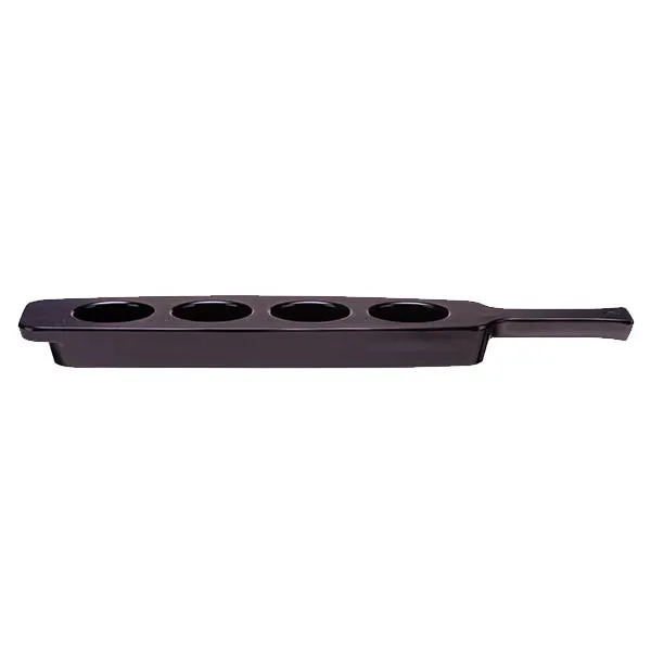 Libbey 96458 Flight Bar Tray – 4‑Well, 18"5/8 L x 4"1/8 W x 1"3/8 H, Black Plastic, Safe - 6/Case