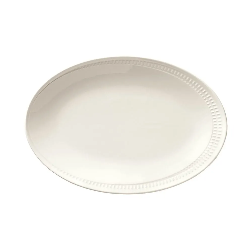 Libbey 968001008 - Oval China Platter 13" x 9", White Porcelain, Zipline Pattern - 12/Case