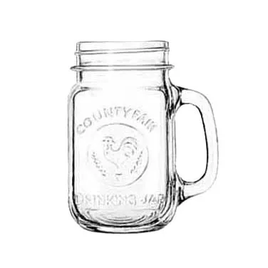 Libbey 97085 - Clear Mason Jar Glass, 16.5 oz, 5¼" H x 2⅝" T x 4⅛" D, Fair Design - 12/Case