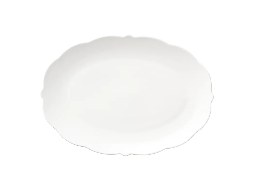 Libbey 977709139 Astor Platter, 13 3/4" x 9 1/2", Scalloped Rim, Porcelain, Microwave Safe - 12/Case