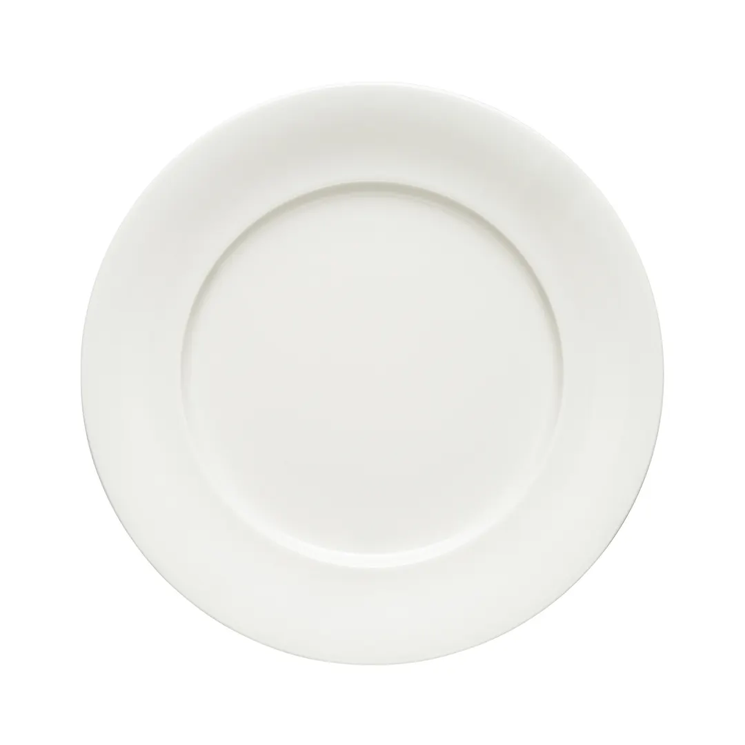 Schonwald 9820023 - 9" Round Flat Edge Porcelain Plate, 9" Dia x 7/8" H, Dishwasher Safe - 6/Case