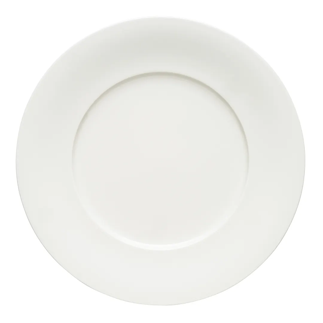 Schonwald 9820031 - 12"¼ Round Flat Edge Porcelain Plate, 12.25" Diameter, 1" Height - 6/Case