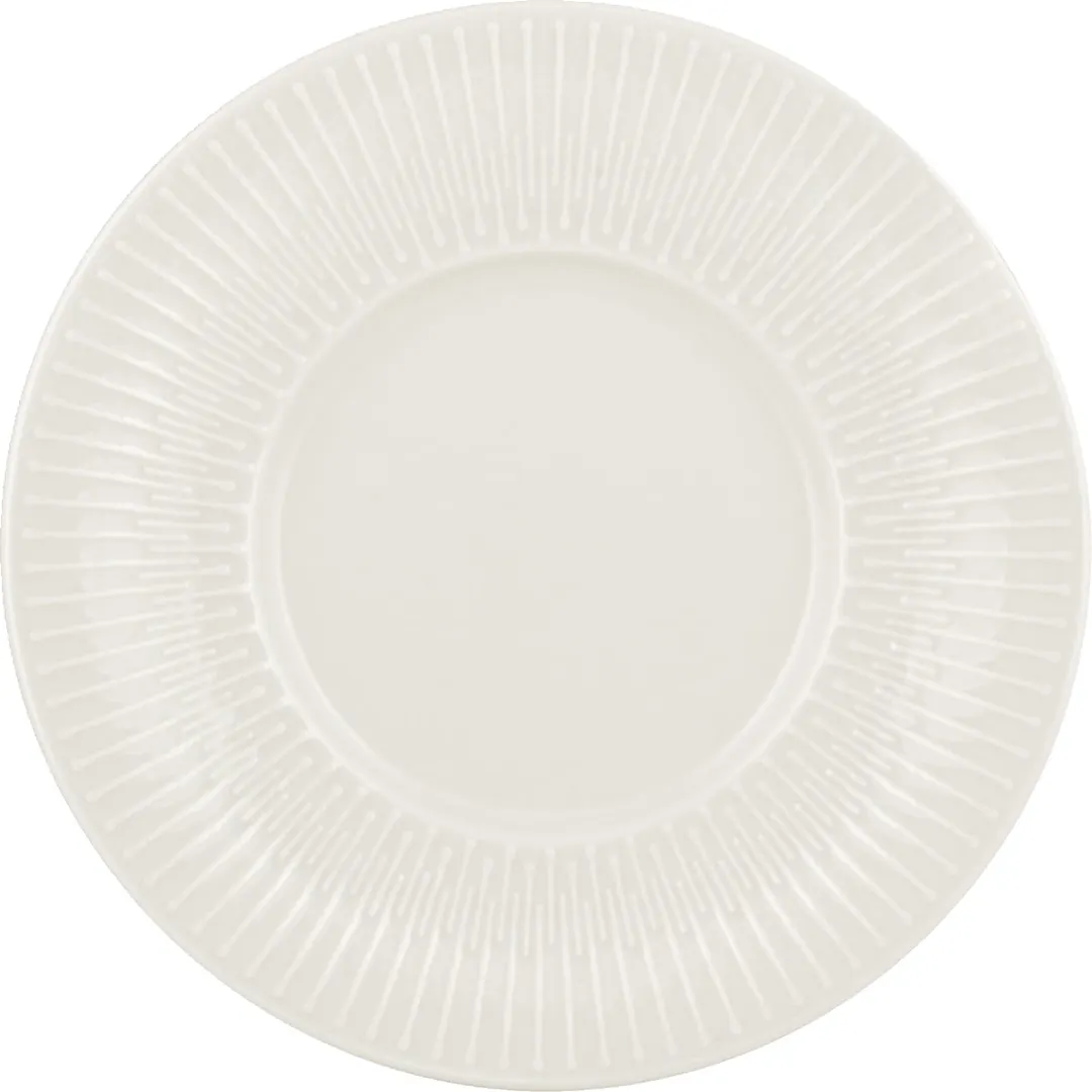 Schonwald 9820066 - 6 1/4" Round Porcelain Plate, Flat Embossed Rim, Vibes, 6 1/4" Diameter - 12/Case
