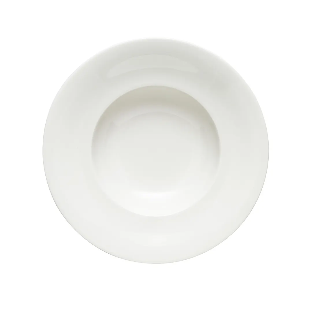 Schonwald 9820124 - 8 oz Round Deep‑Rim Porcelain Plate, 9‑½" Diameter, Dishwasher Safe, 6/Case