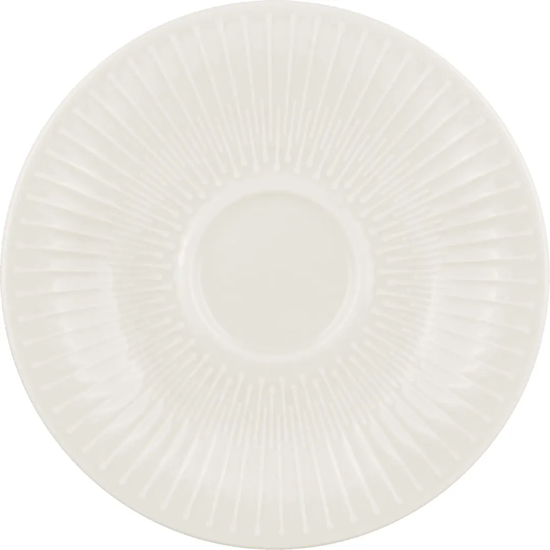 Schonwald 9826958 AD Round Porcelain Saucer, 5-1/8" Dia x 3/4" H, Embossed Vibes Design - 12/Case