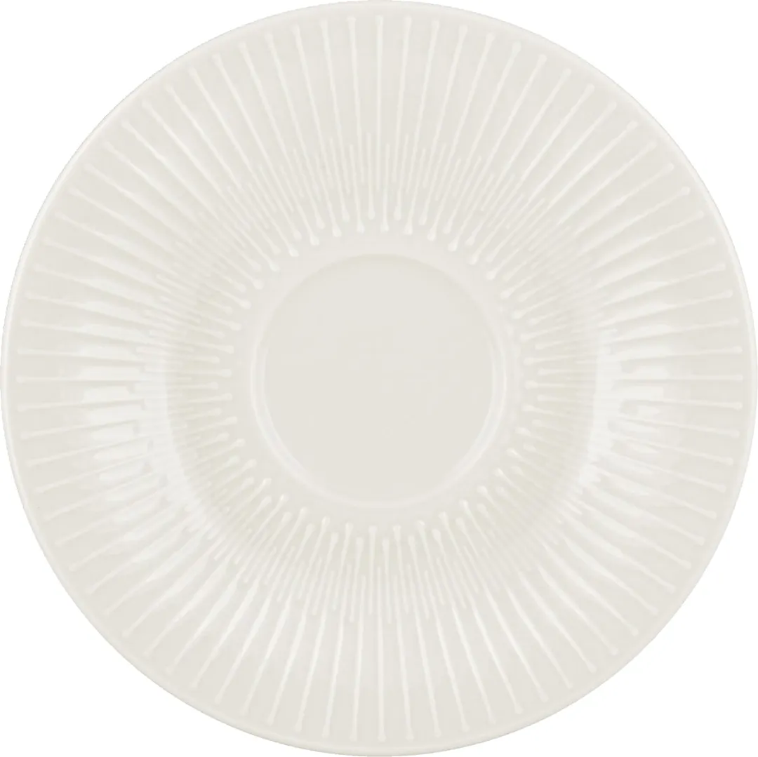 Schonwald 9826969 Combi Saucer, 6¼" Dia x ¾" H, Round Porcelain with Embossed Vibes Design - 12/Case