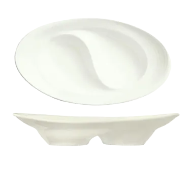Reserve by Libbey 987659358 - Porcelain Bowl 6-3/4" x 3-3/4" x 1-1/4" 2-Comp Silk Finish - 36/Case