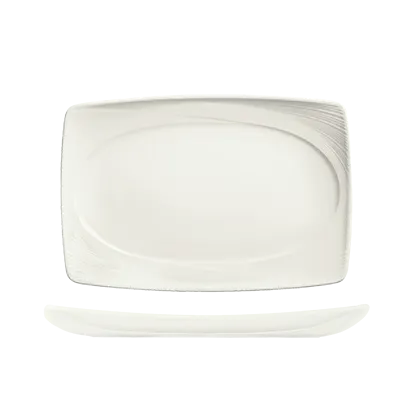 Reserve by Libbey 987659395 Rectangular Platter, 13" x 9", Porcelain with Embossed Rim - 12/Case