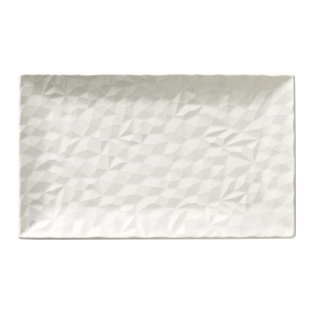 Reserve by Libbey 988001236 Rectangular China Platter, 13" x 8", Vitrified Porcelain Foot - 12/Case
