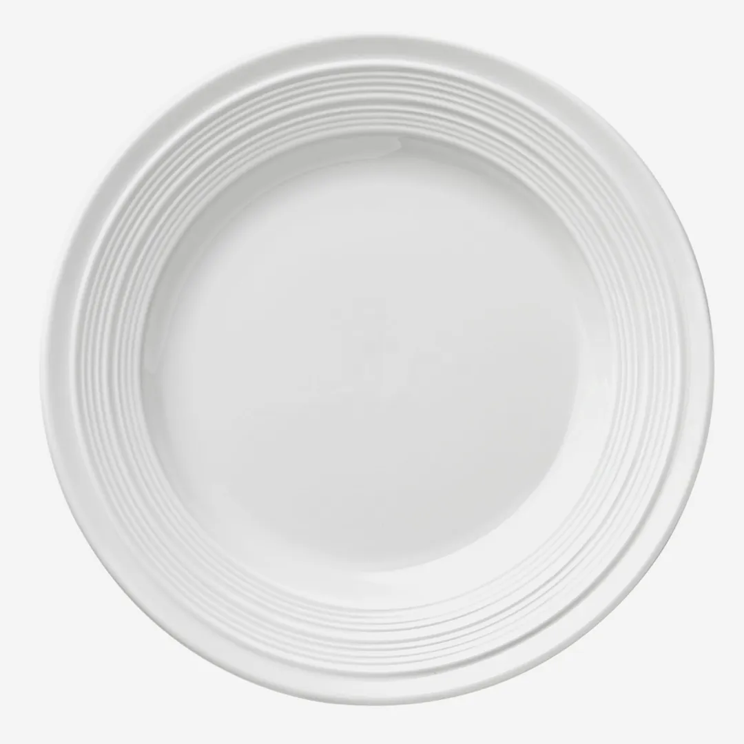 Libbey 999001121 - 7¼" Round Porcelain Plate, Lunar White, Embossed Rim, Microban Glaze - 24/Case