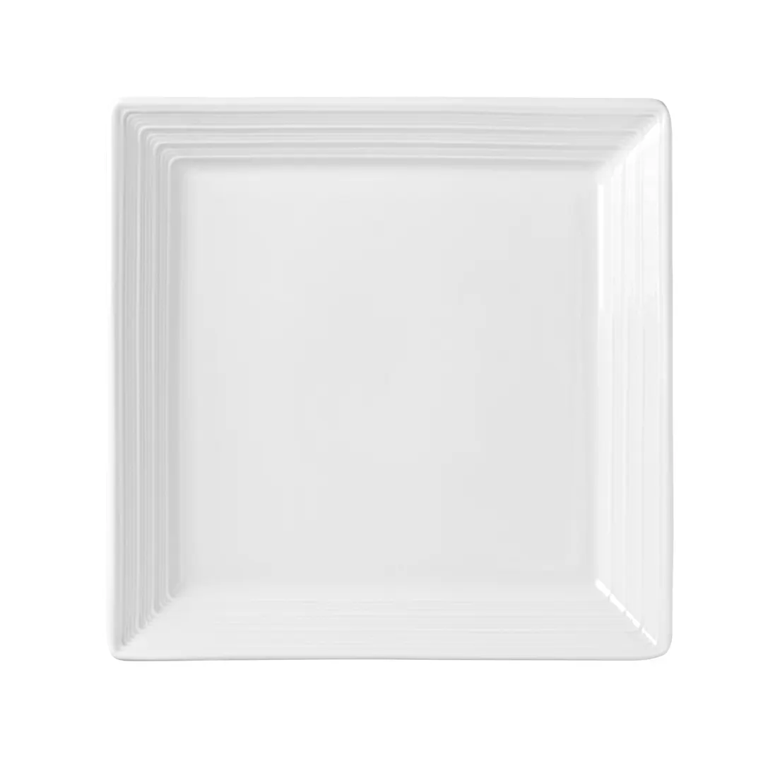 Libbey 999001136 Square Plate, 8½" Porcelain, Lunar White, Rim, Constellation™ Design - 12/Case