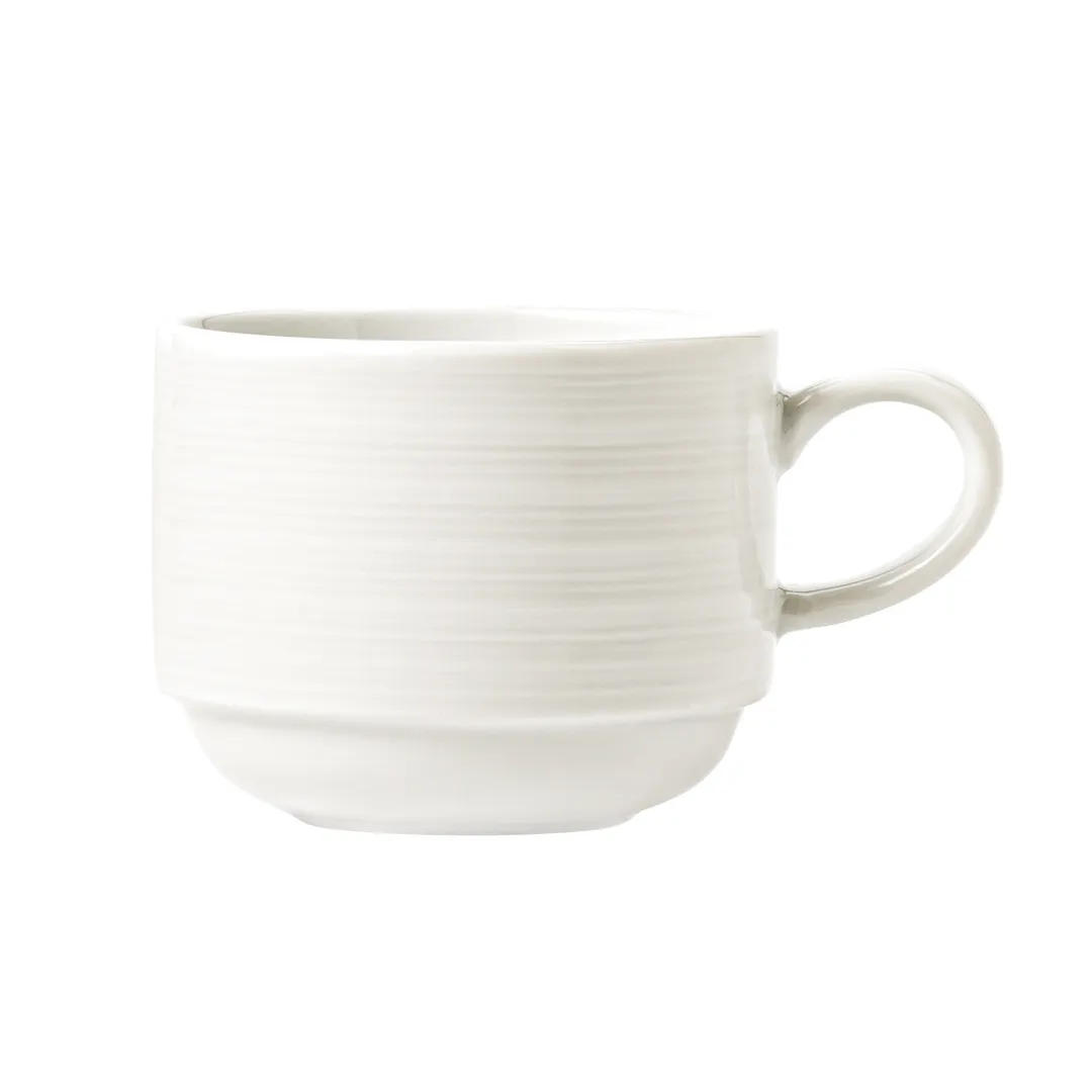 Libbey 999001531 - China Cup 9 oz (3"3/8 × 2"3/4 H), Lunar White Porcelain, Microban Glaze, Stackable - 36/Case