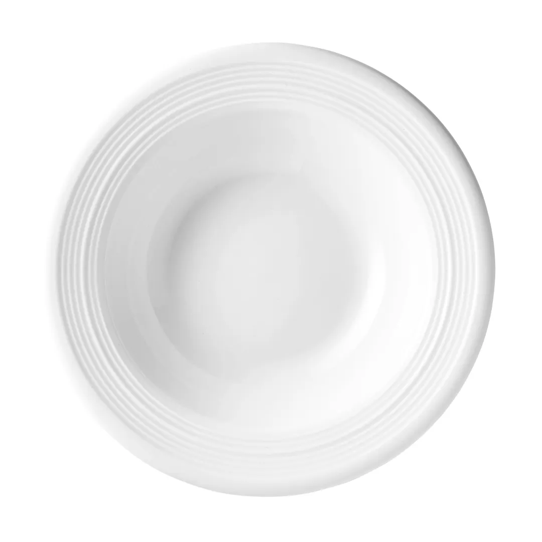 Libbey 999001892 - Bowl 5" Dia x 1-1/4" H, Porcelain, Lunar White, Embossed Rim, Microban Glaze - 36/Case