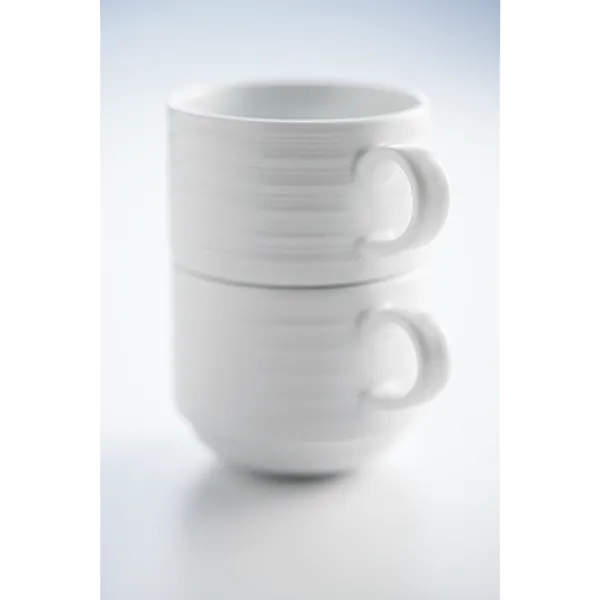 Libbey 999013531 China Cup – 9 oz (3"3/8 Dia x 2"3/4 H), Porcelain, Eos, Stackable, Microban® 36/Case