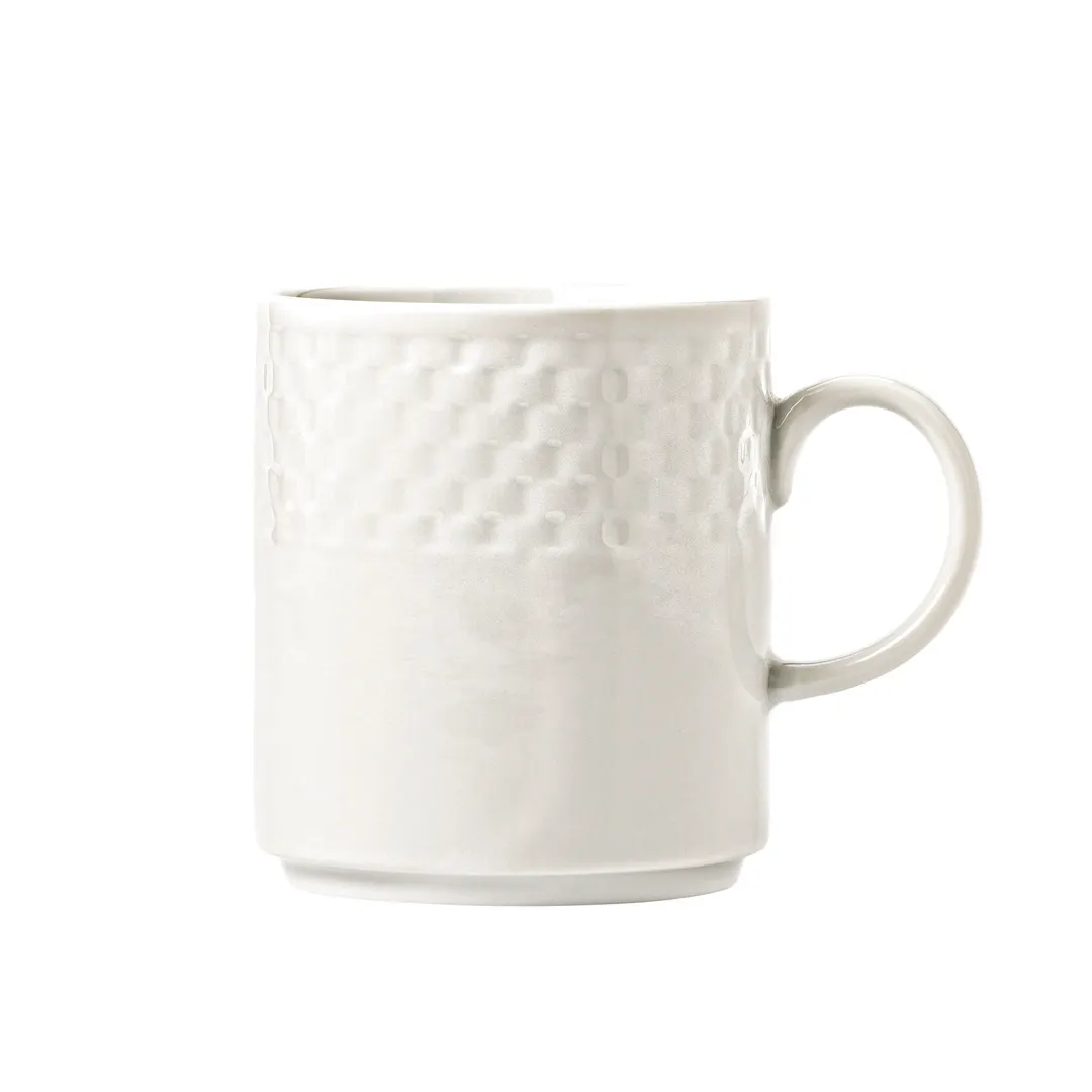 Libbey 999013572 China Mug – 12 oz White Porcelain, Embossed Eos Pattern, Stackable – 36/Case