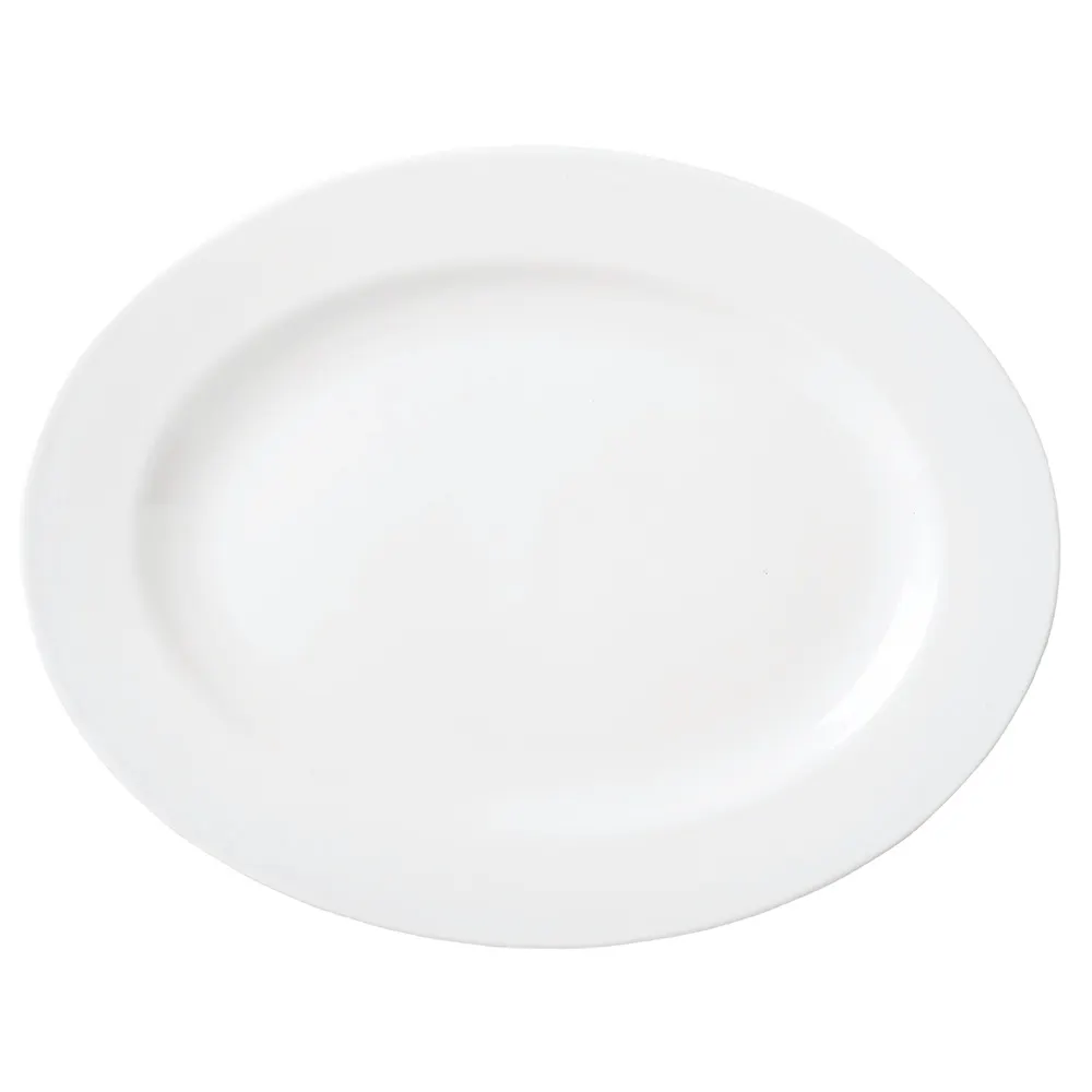 Libbey 999023008 Oval China Platter 13.25" x 10.25" x 1.13" Porcelain White Rigel Glaze - 12/Case