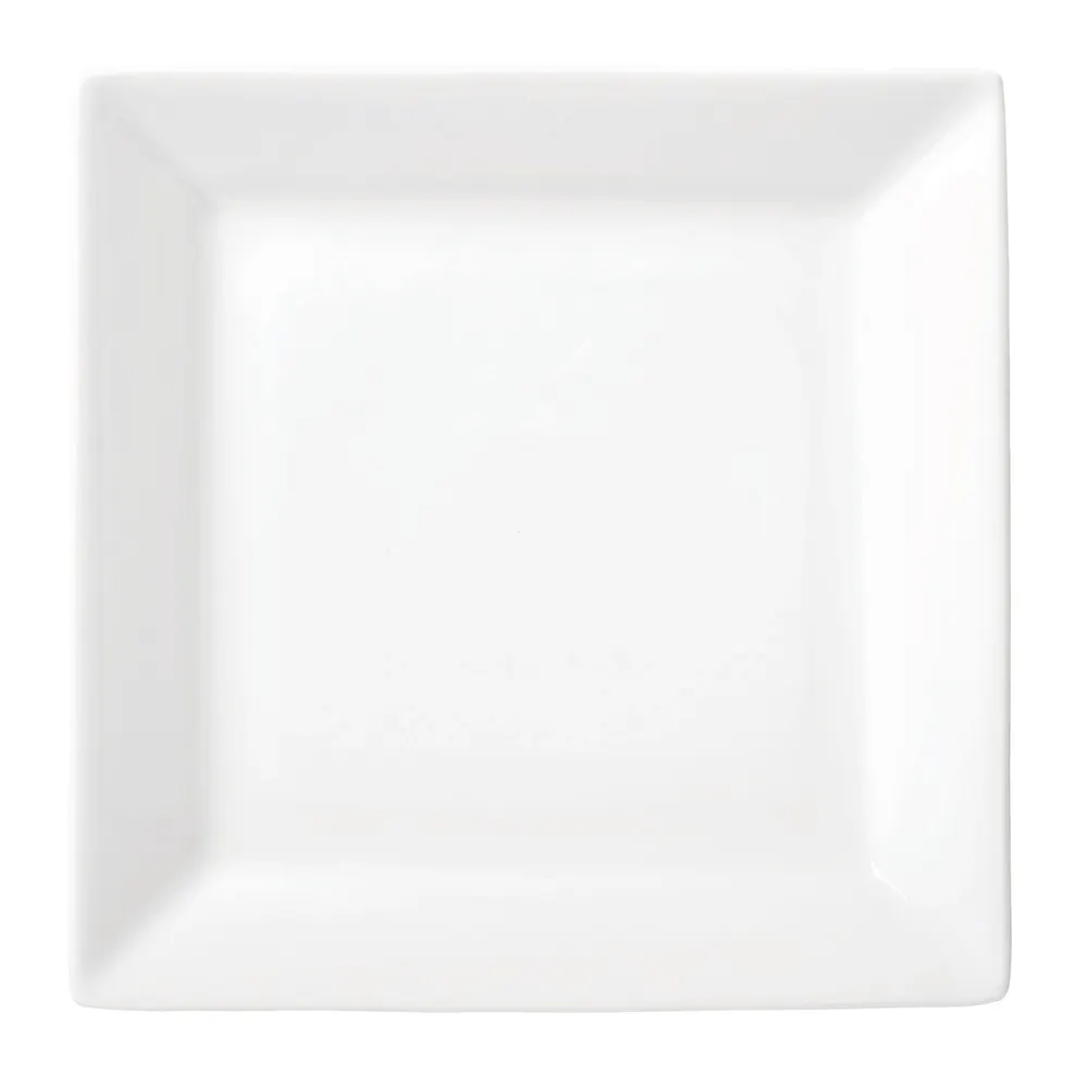 Libbey 999023136 Square China Plate 8.5" x 8.5" Porcelain Lunar White Rigel Microban Glaze - 12/Case