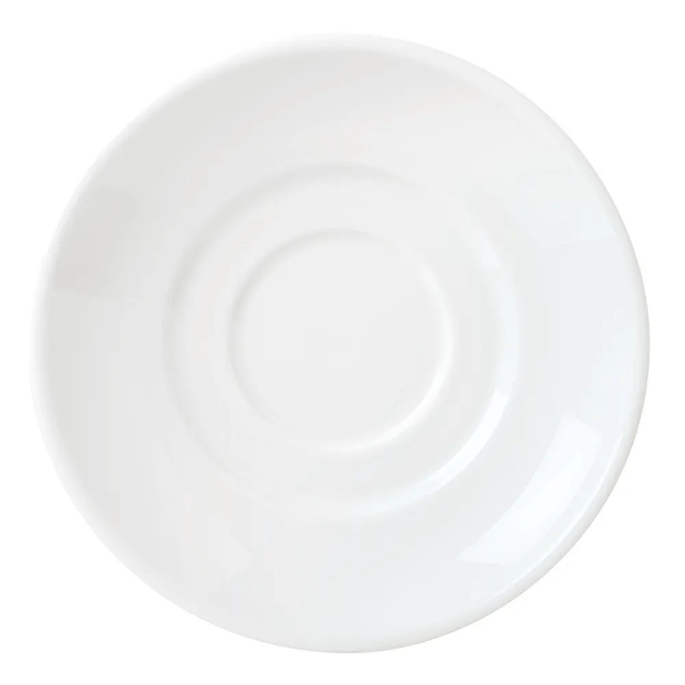 Libbey 999023500 Porcelain Saucer, 6" Dia x 1" H, Lunar White Rigel Pattern Microban Glaze - 36/Case
