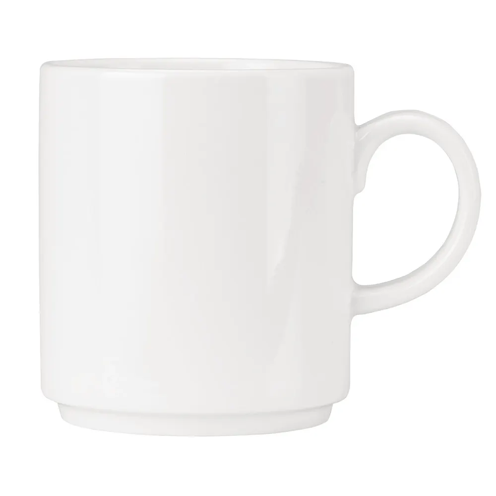 Libbey 999023572 - 12‑Ounce Porcelain China Mug, White, Stackable, 3‑3/4" H, Glazed - 36/Case