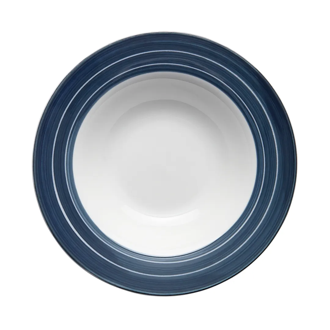 Libbey 999024882 - Grapefruit Bowl, 6‑Ounce, 6.25" Dia x 1.38" H, Porcelain Steel Blue Stripe - 36/Case