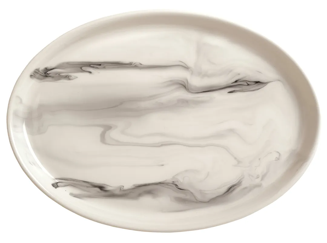 Reserve by Libbey 999533008 Oval Platter, 13" x 9.5" Fully Vitrified Porcelain, Smoke Finish - 12/Case