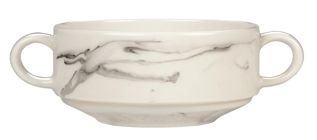 Reserve by Libbey 999533011 Soup Bowl, 5" Round Porcelain, Smoke Finish, Handles, 6" Size - 36/Case