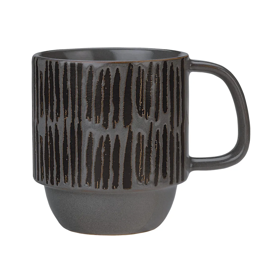 Libbey AFAR-4G China Mug – 12‑Ounce Gray Stoneware, Dishwasher Safe, 3 7/8" H x 4 7/8" W - 12/Case