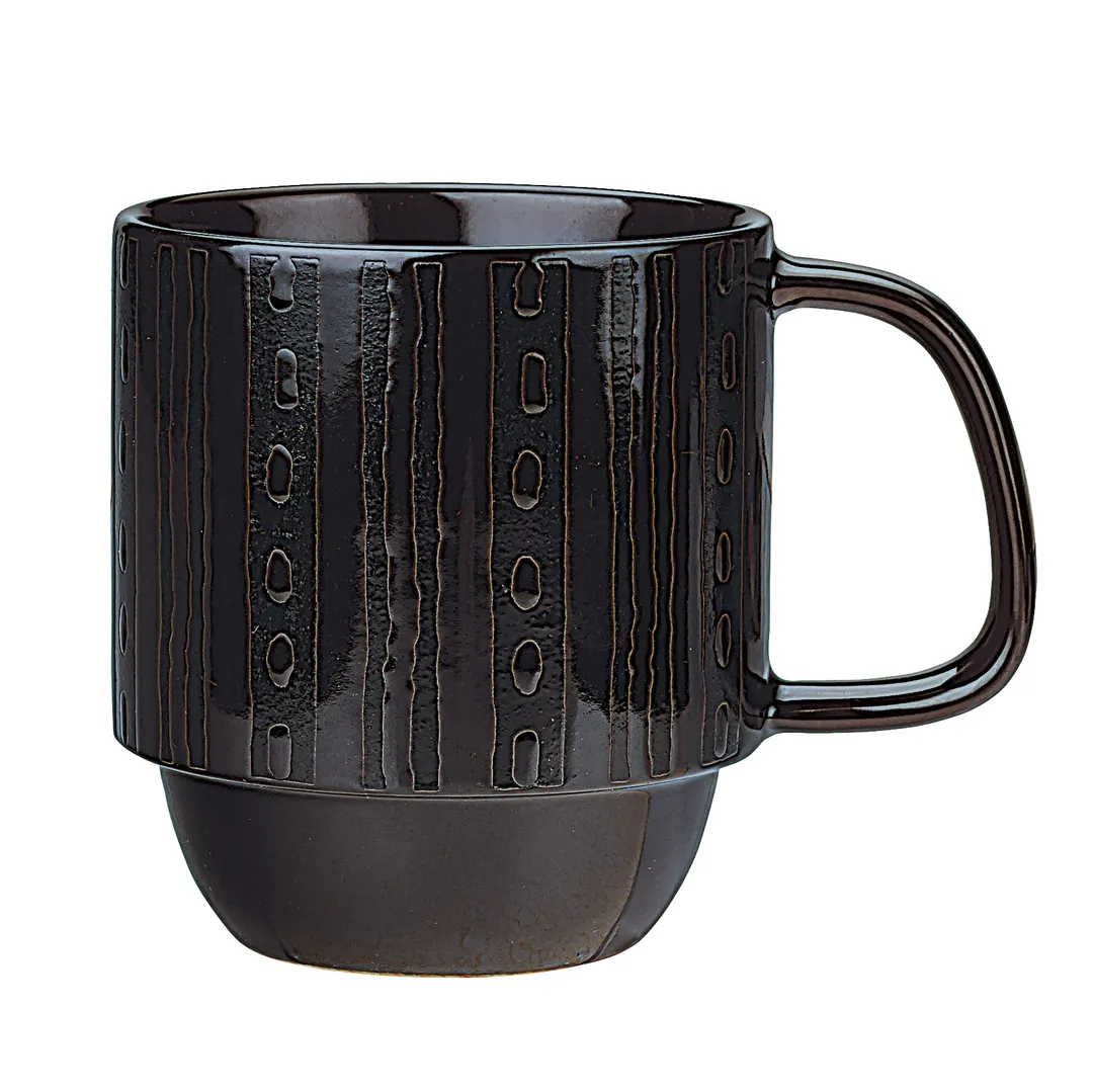 Libbey AFAR-6B Mug – 12‑Ounce Ceramic Brown, 3.9" H x 4.9" W, Stackable, Microwave Safe - 12/Case